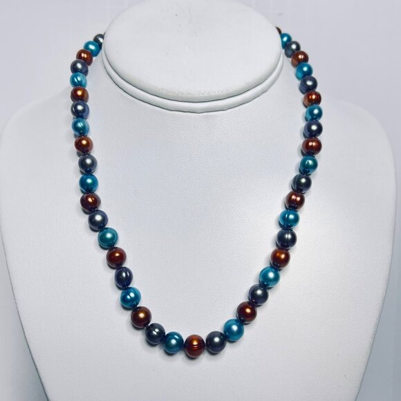 Honora Jewelry - Honora Brown, Teal And Silver Baroque Pearl Necklace (6042)